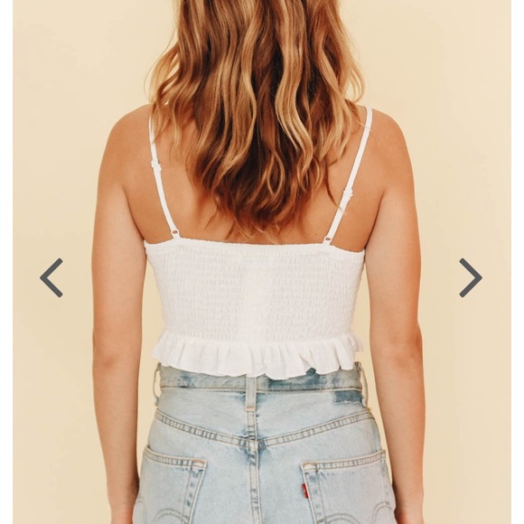 Verge Girl Button Down White Frill Tank - Picture 4 of 5